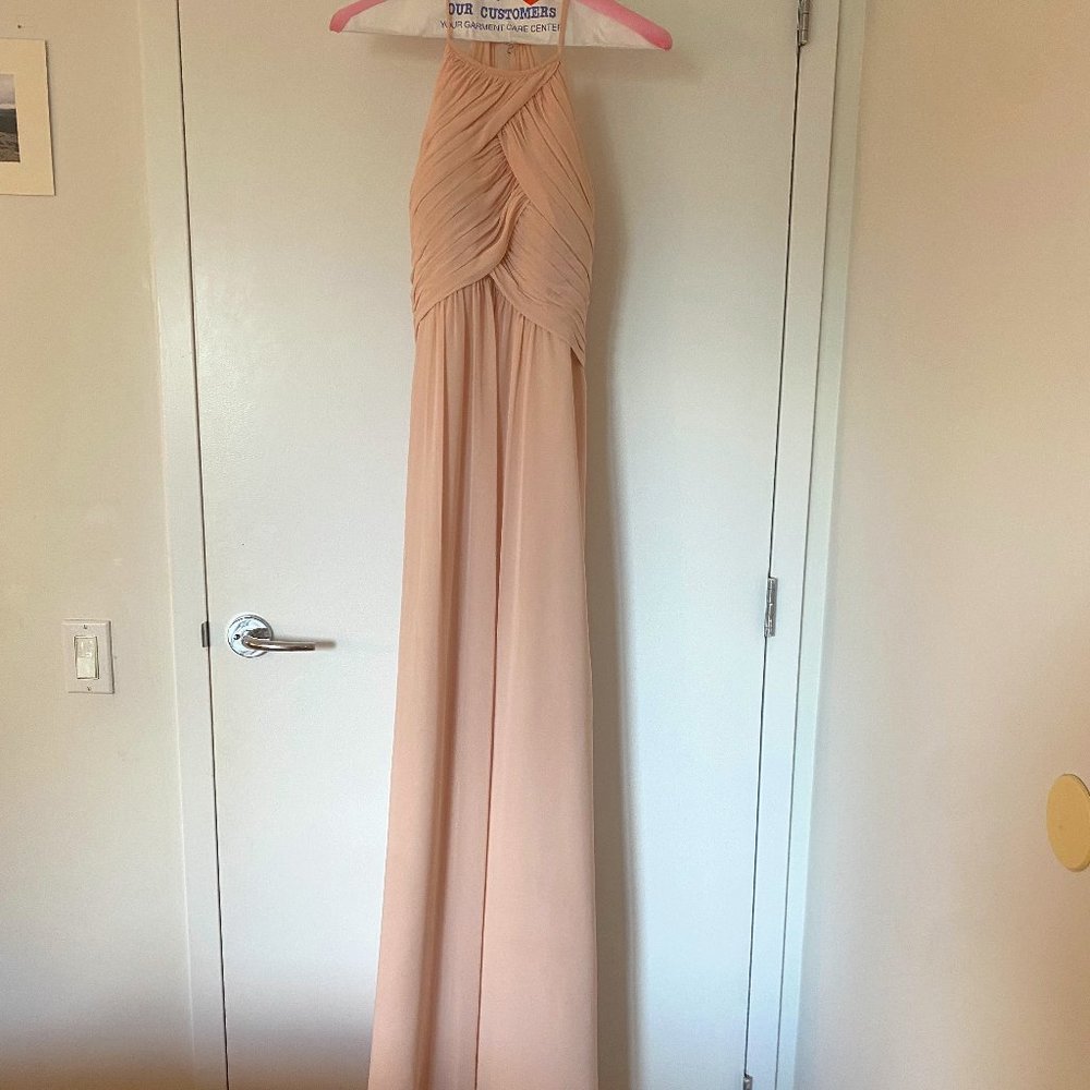 Mori Lee Chiffon Bridesmaids Dress Keyhole Back in Dew Drop Size 6